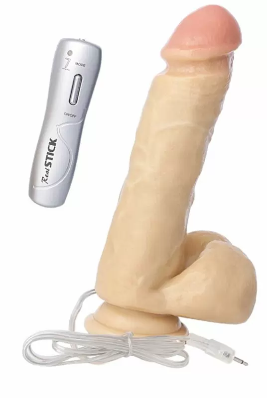 Реалистичный фаллоимитатор с мошонкой TOYFA RealStick #501 с ротацией - телесный