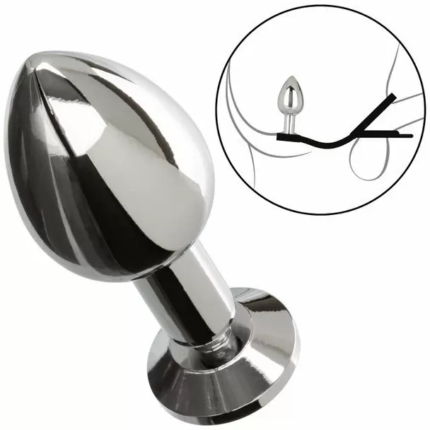 Металлическая анальная пробка с эрекционным кольцом STARFUCKER MINI PLUG, с подхватом мошонки, 5,7 см, диаметр 2,5 см