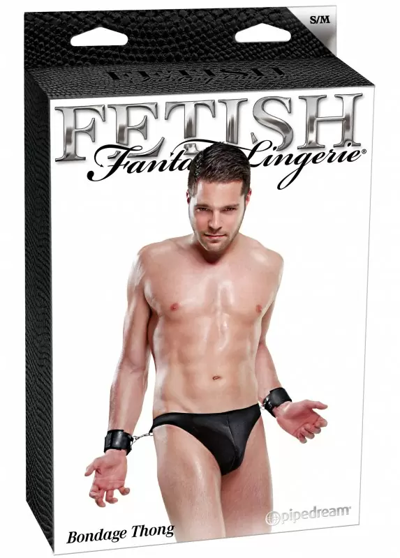 Стринги с манжетами-наручниками Bondage Thong