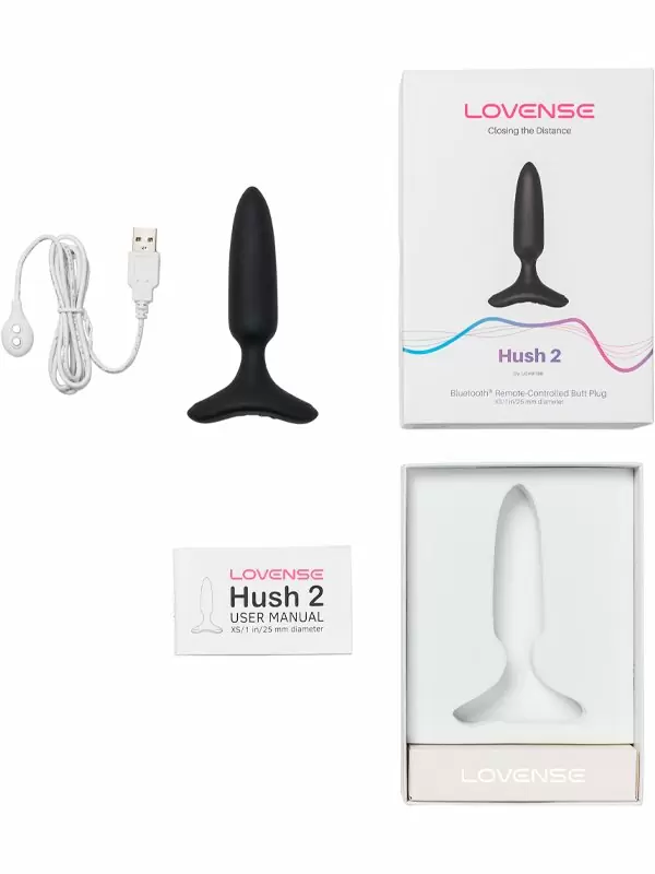 Инновационная анальная вибропробка, LOVENSE Hush 2, 13,5 см, управление через приложение, 7 режимов, размер XS, черный