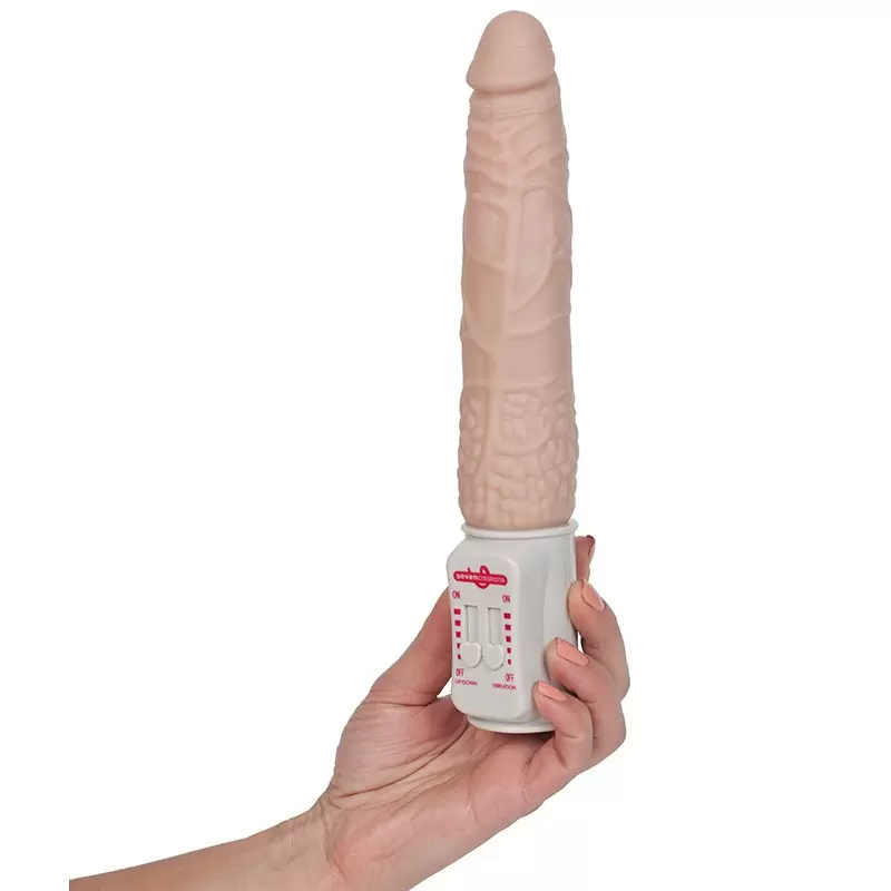 Фаллоимитатор Long John с поступательным движением и вибрацией – телесный