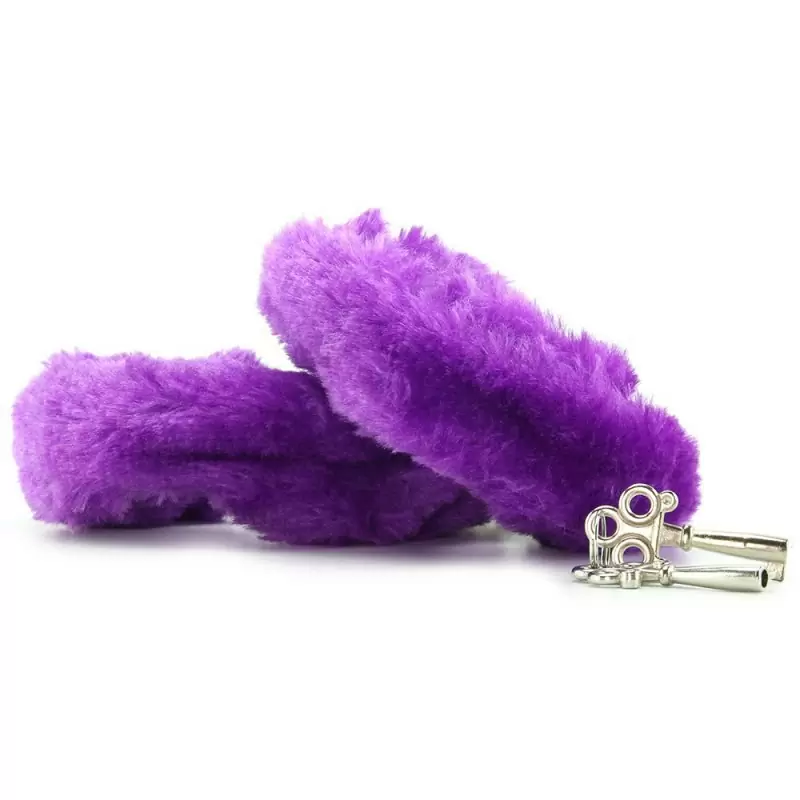 Меховые наручники Neon Furry Cuffs – фиолетовый