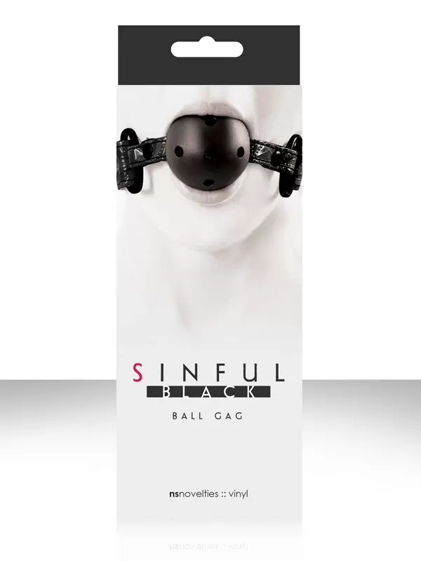 Кляп с виниловым ремешком Sinful Ball Gag – черный