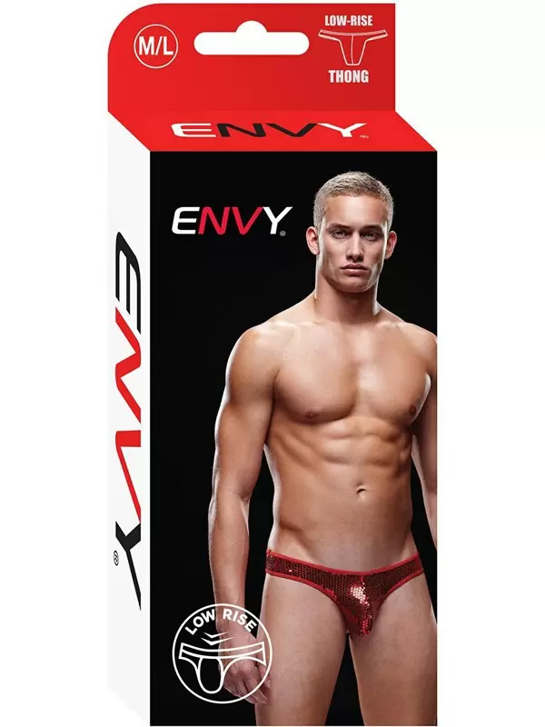 Блестящие красные тонги, трусы мужские - M/L