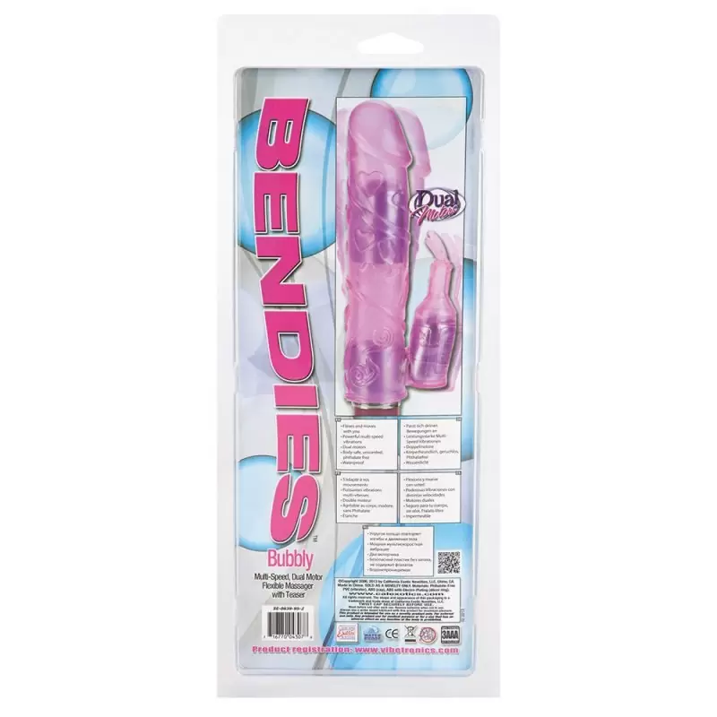 Мультискоростной вибратор двойного действия Bendies Bubbly – розовый