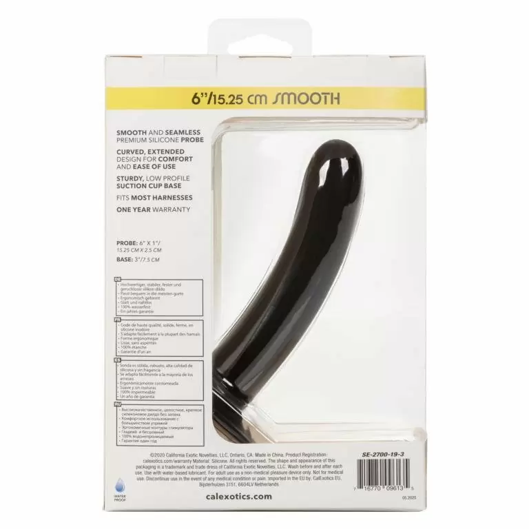 Гладкий cтрапон Boundless Silicone Smooth Probe, изогнутый, 15,2 см, силикон, черный