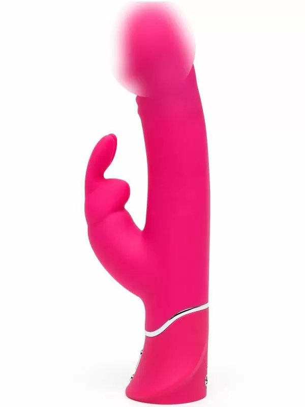 Яркий вибратор-кролик Happy Rabbit Realistic, два мотора, 25,5 см, розовый