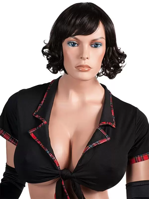 Парик брюнетки с короткими вьющимися волосами