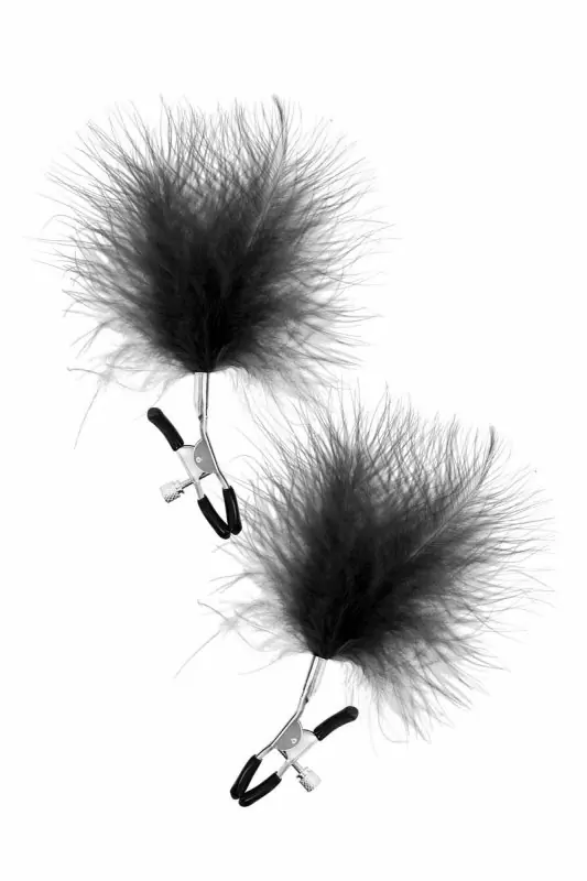 Зажимы на соски с черными пуховыми кисточками Sweet Caress