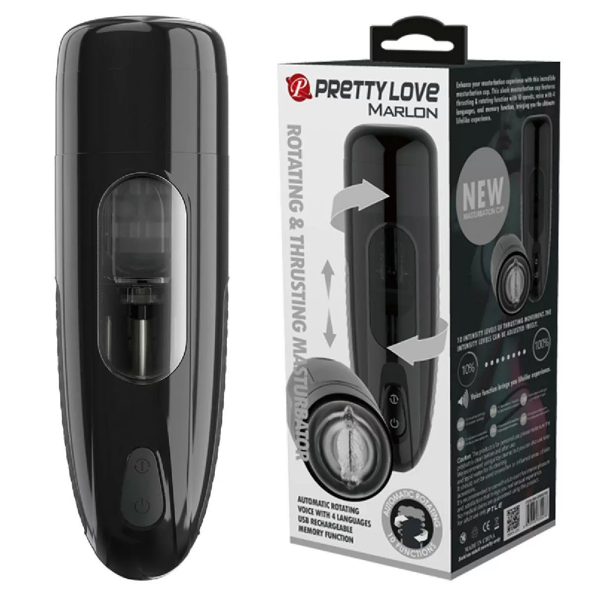 Мастурбатор-вагина с ротатором и поступательными движениями Marlon