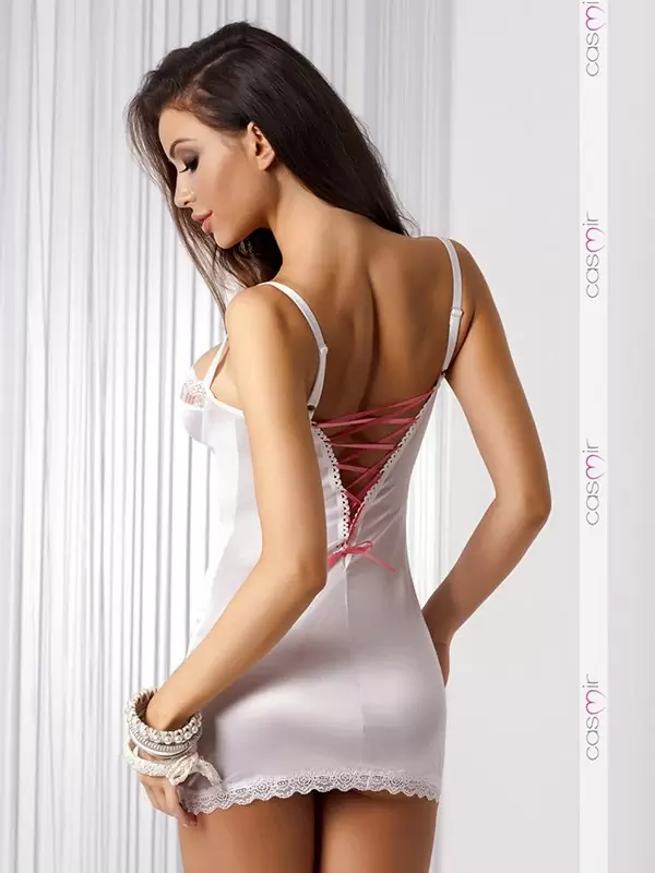 Белоснежная обтягивающая сорочка с цветным кружевом Papaya (Casmir) – S/M