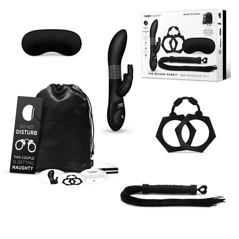 Игровой набор для пары из 7 предметов The Beaded Rabbit S&M Bondage Set - черный
