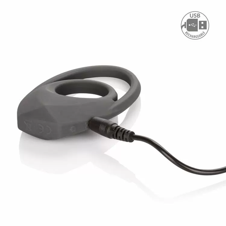 Эрекционное виброкольцо Apollo Rechageable с петлей для мошонки - черный