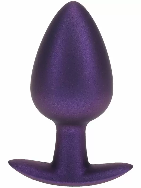 Гладкая анальная пробка Shots toys, 8,9 см, силикон, фиолетовый металлик