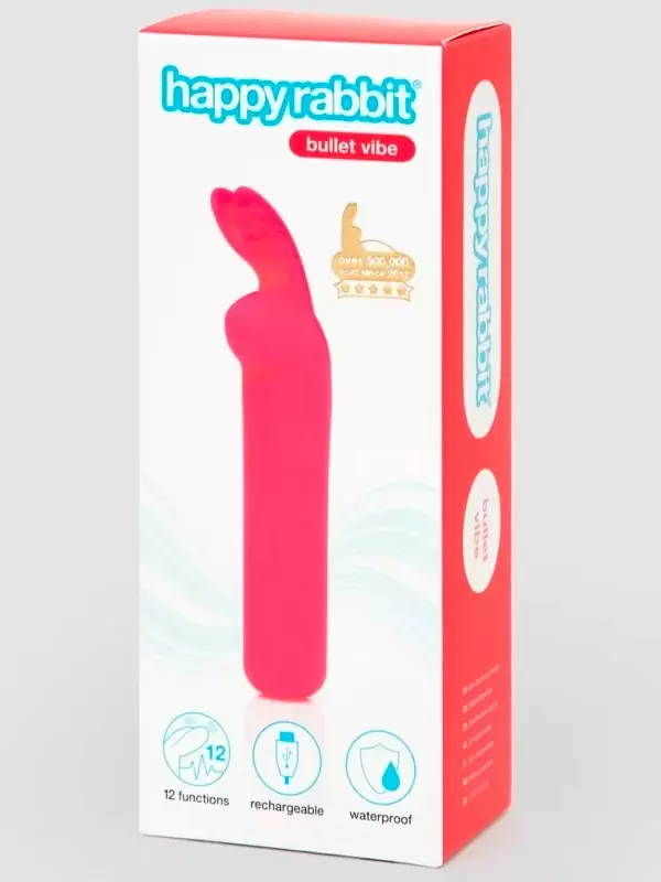 Яркая вибропуля Happy Rabbit, 11,3 см, силикон, розовая