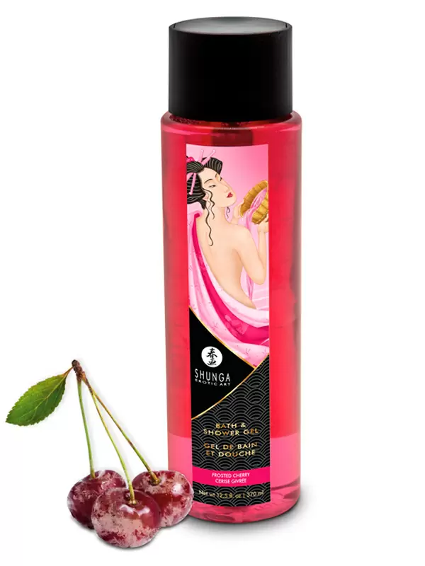 Ароматный гель для душа Shunga Морозная вишня, не раздражает глаза, 370 мл