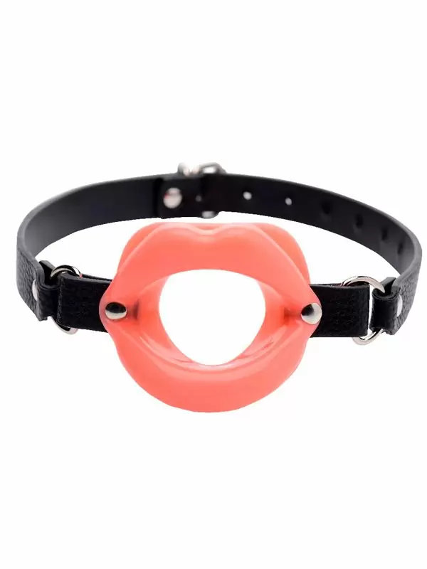 Необычный кляп-расширитель Sissy Mouth Gag, диаметр 4,2 см, в форме губ, розовый с черным