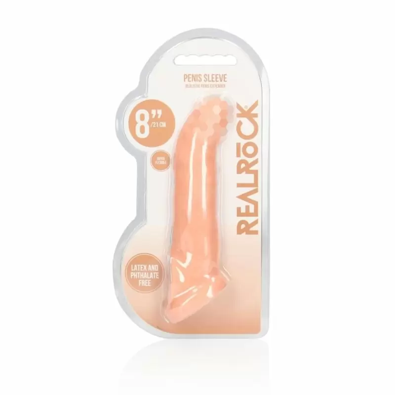 Увеличивающая насадка Shots Toys RealRock с креплением, телесный, 21,9 см х 5,9 см