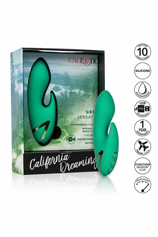 Компактный вибратор-кролик Sierra Sensation, 7,5 см, 10 режимов, силикон, зеленый