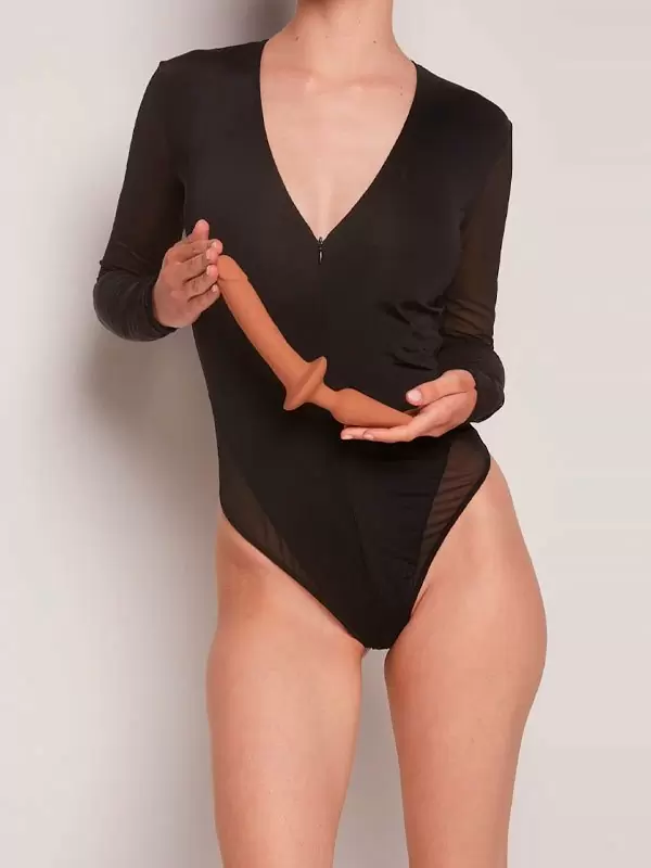 Реалистичный фаллоимитатор Strap-On-Me Switch Plug-In Realistic, двусторонний, с анальной пробкой, размер S