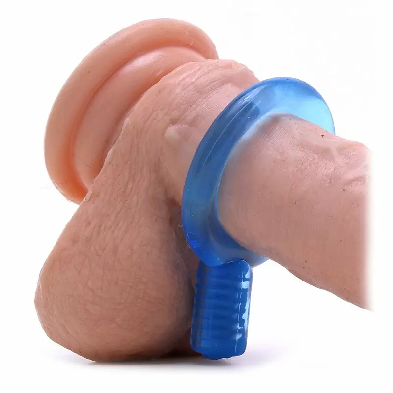 Упругое виброкольцо на пенис Screaming O - Go Vibe Ring одноразовое – синий