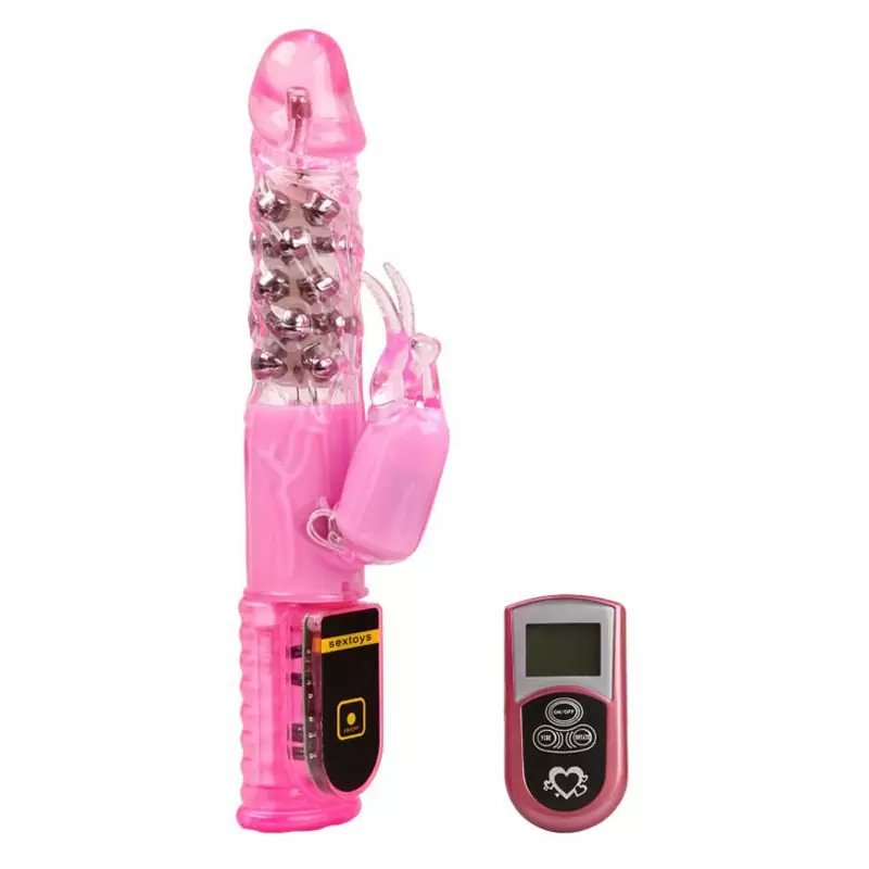 Ротатор-вибромассажер двойного действия Clit Critter с пультом дистанционного управления – розовый