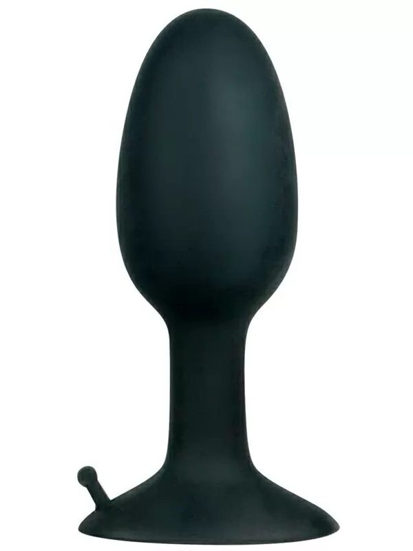 Гладкая анальная пробка Backdoor Friend, со смещенным центром тяжести, 8 см, силикон, черный