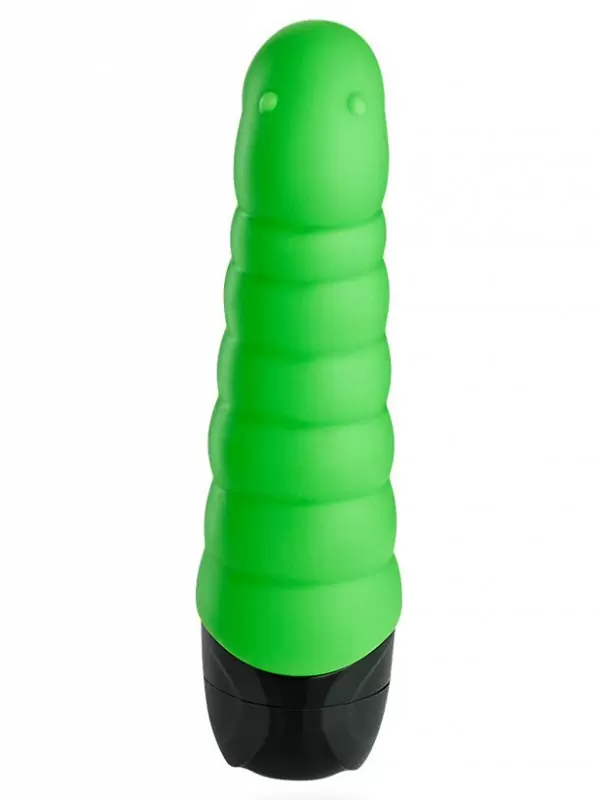 Ребристый вибратор Fun Factory Little Paul, с изогнутой головкой, 14 см, зеленый