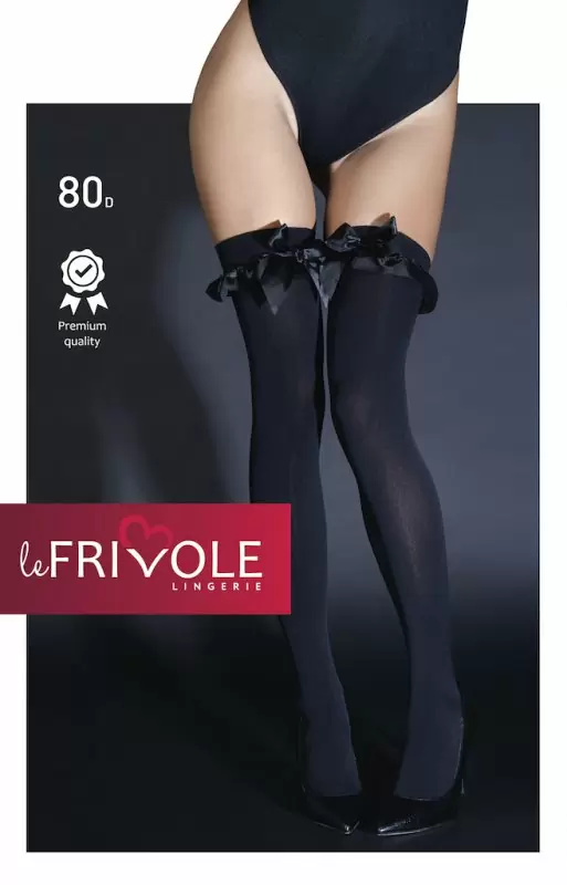 Плотные черные чулки с атласными бантами (Sense)