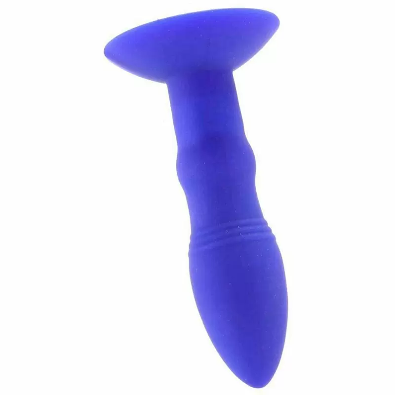 Компактная анальная вибропробка Eclipse, с ротацией, 14 см, силикон, синий 