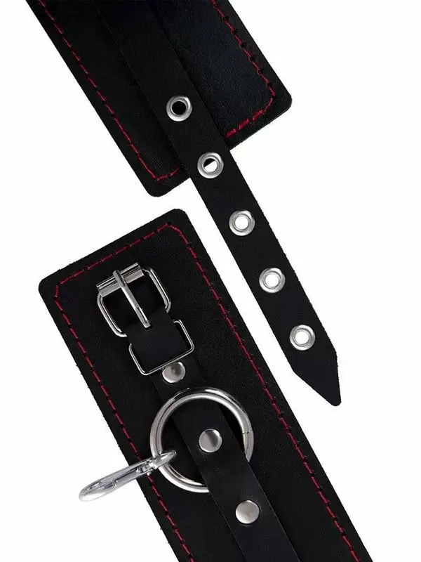 Комплект бондажный Pecado BDSM, 3 точки фиксации, распорка, оковы, натуральная кожа, черный