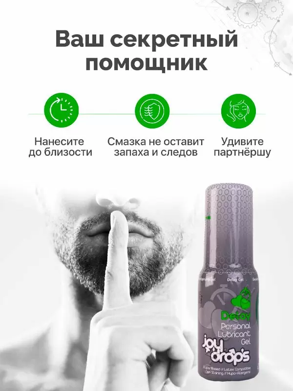 Пролонгирующая смазка Joydrops Delay, не оставляет пятен, 50 мл