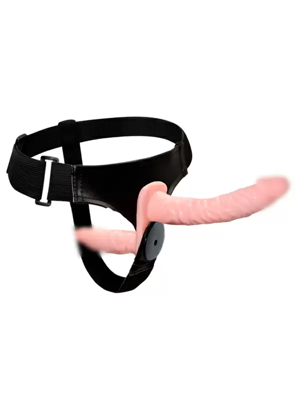Реалистичный страпон Baile Double Heads Strap-on, 28 см, двусторонний на ремешках, телесный