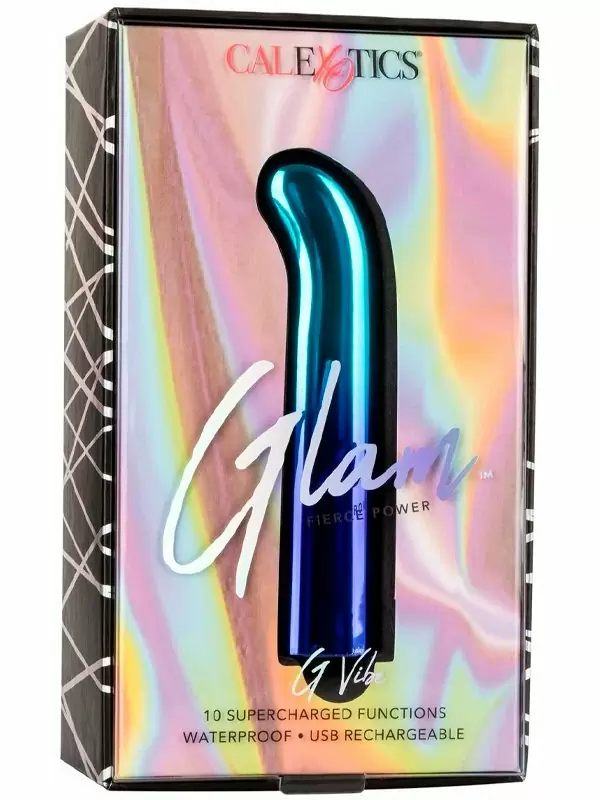 Изогнутая вибропуля Glam, 9 см, 10 режимов, голубой