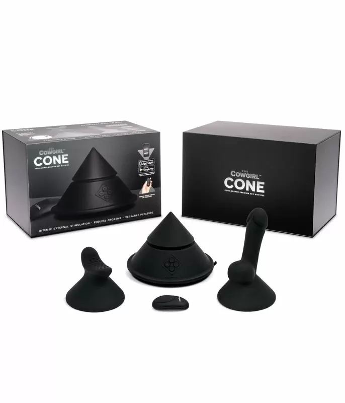 Портативная секс-машина THE COWGIRL CONE, 2 насадки, с пультом Д/У, силикон