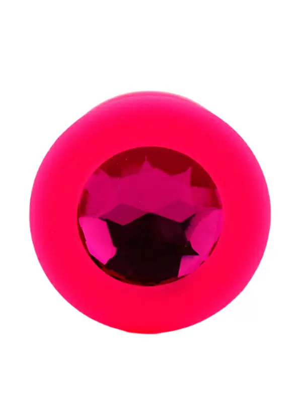 Средняя силиконовая анальная пробка Kanikule Medium с кристаллом – розовый