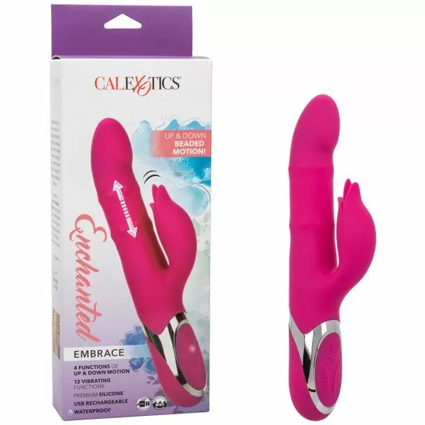 Изогнутый вибратор-кролик Enchanted Embrace с функцией ротацией и пенетрации, 12,7 см, 16 режимов, розовый
