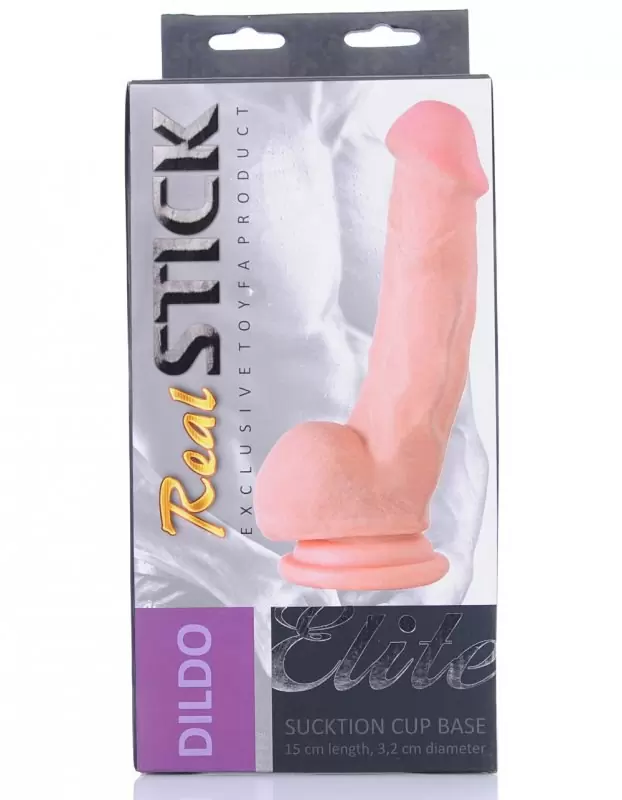 Реалистичный фаллоимитатор с мошонкой Toyfa RealStick Elite на присоске – телесный, 15 см