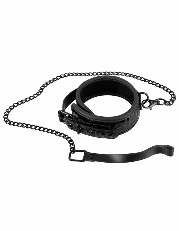 Элегантный ошейник и поводок Orion Collar with Leash, с геометрическим узором, 80 см, черный