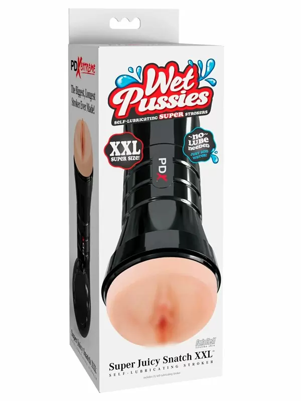 Реалистичный мастурбатор Pipedream WET PUSSIES, SUPER JUICY SNATCH XXL, увеличенный размер, 26 см, черный