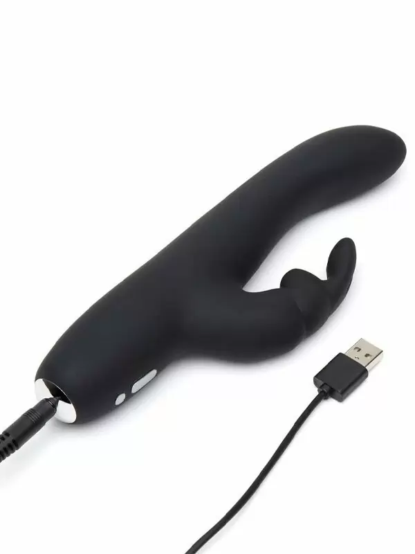 Изогнутый вибратор-кролик Fifty Shades of Grey Greedy Girl Slimline, 22,8 см, силикон, черный