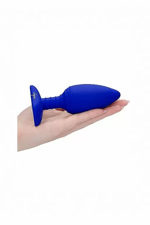 Анальная пробка с вибрацией и функцией нагрева Glow (синяя)