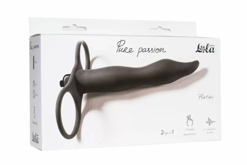 ВИБРОНАСАДКА ДЛЯ ДВОЙНОГО ПРОНИКНОВЕНИЯ PURE PASSION FLIRTINI BLACK