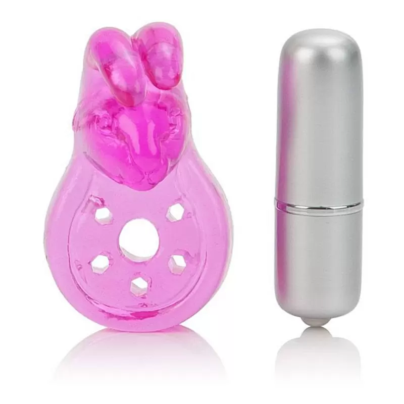 Эракционное виброкольцо со стимулятором клитора Кролик Micro Vibe Arouser Bunny – розовый