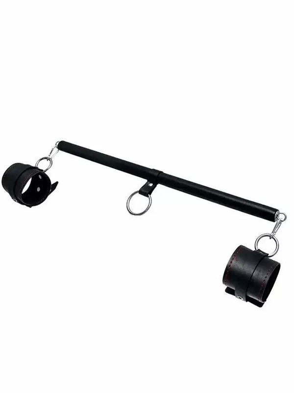 Комплект бондажный Pecado BDSM, 3 точки фиксации, распорка, оковы, натуральная кожа, черный