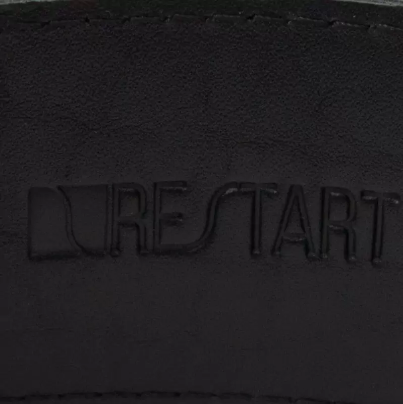 Ошейник из натуральной кожи James Neck с металлическим поводком - черный