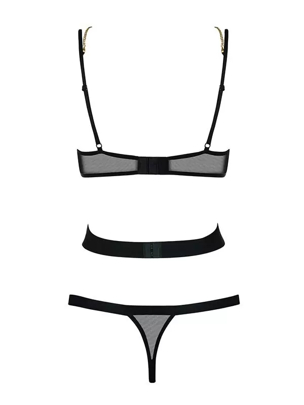 Тедди черного цвета с широкими лентами Bondy (Obsessive) – L/XL