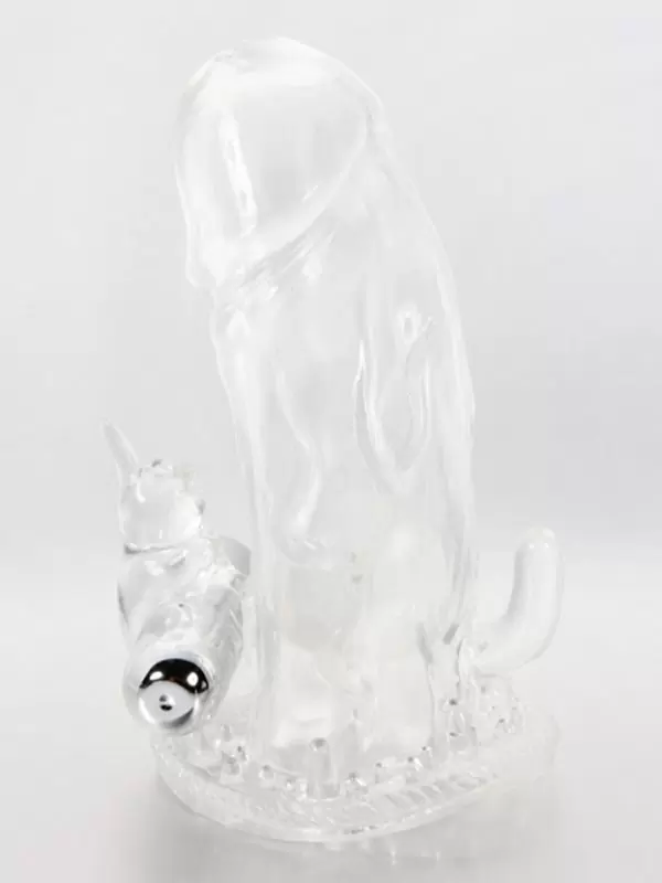 Вибронасадка для пениса Brave Man со стимуляторами для клитора и ануса – прозрачный