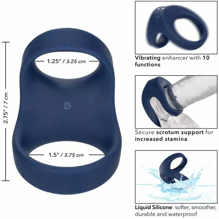 Перезаряжаемое эрекционное виброкольцо Viceroy Rechargeable Max Dual Ring