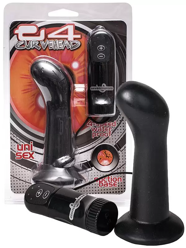 Анальная пробка E4 Curve Head с вибрацией – черная